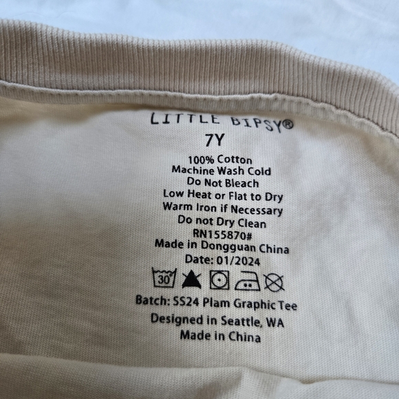 Little Bipsy Tan Cream 100% Cotton Resort Palm Tee Top T-shirt - Picture 5 of 5
